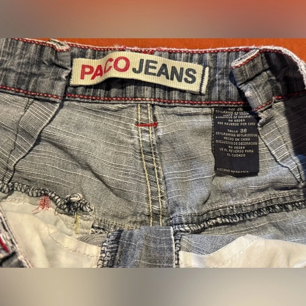 Vintage Paco Jeans Y2K Baggy Denim Jorts Embroidered Streetwear 32 Waist